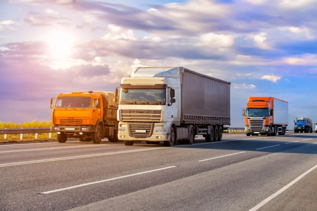 Trucks driving on highway