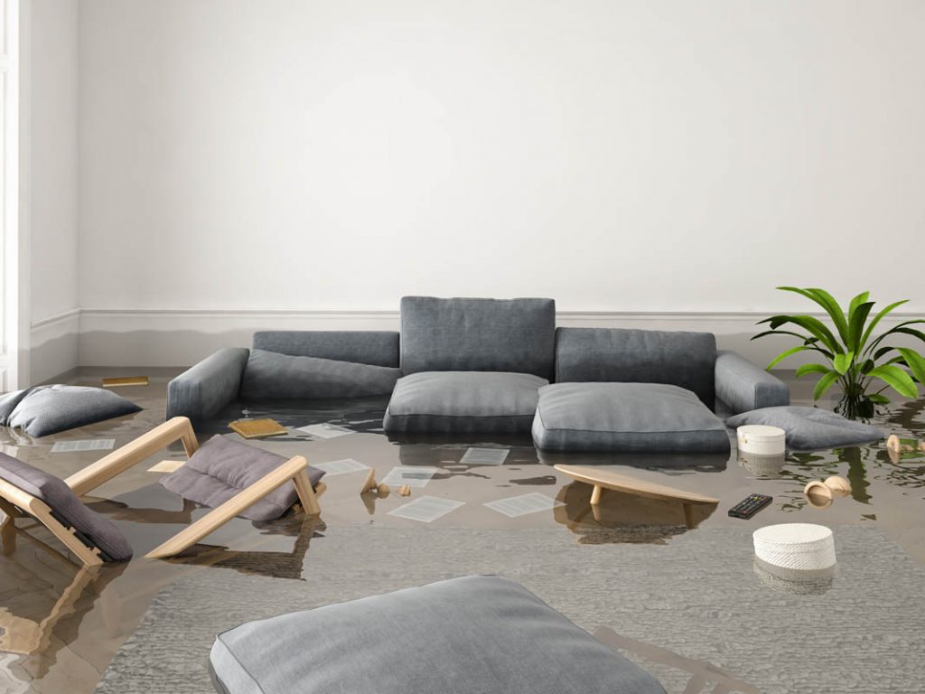 Flooded living room