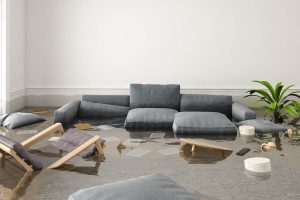 Flooded living room